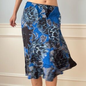 Kobi Halperin blue and black floral mid skirt